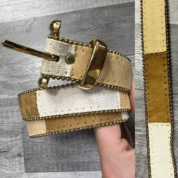 COLORBLOCK Neutral Tone Brown White Belt Medium - Picture 1 of 5